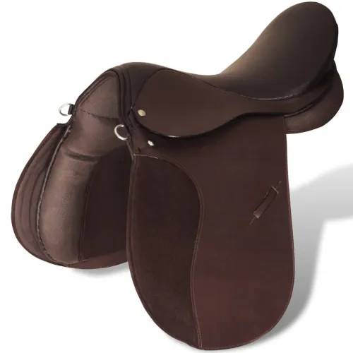 Sedlo za Jahanje Komplet 17,5 ” od Prave Kože Smeđe 12 cm 5 u 1 - Smeđa 12 cm Cijena
