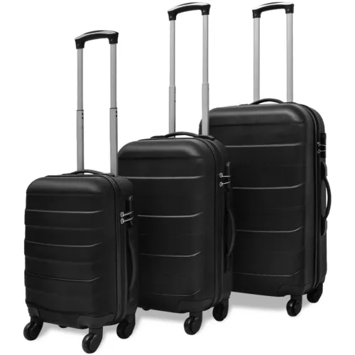 Trodijelni set čvrstih kovčega s kotačima crni 45,5/55/66 cm - Crna 1 4 Cijena