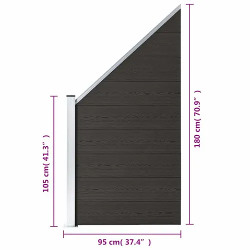 Panel za ogradu WPC 95 x (105 - 180) cm crni - Crna 1 1 zaslonjena sekcija Cijena
