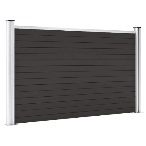 Panel za ogradu WPC 180 x 105 cm crni - Crna 1 1 sekcija s 2 stupa Cijena