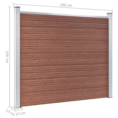 Panel za ogradu WPC 180 x 146 cm smeđi - Smeđa 1 1 sekcija s 2 stupa Cijena