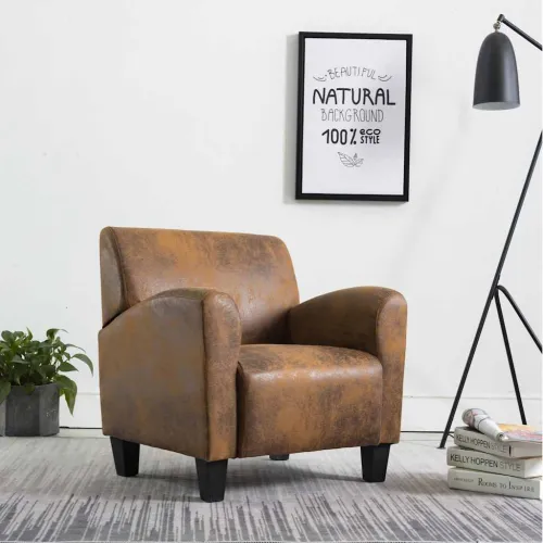 Sofa fotelja smeđa 70x69x72 cm umjetna koža brušena koža Cijena