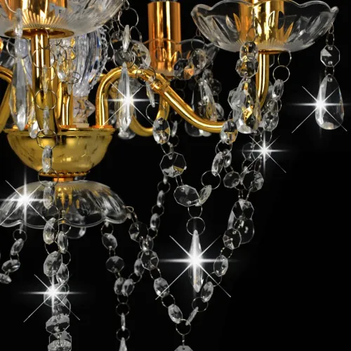 Luster s kristalnim perlama zlatni okrugli 5 x E14 - Zlatno Cijena