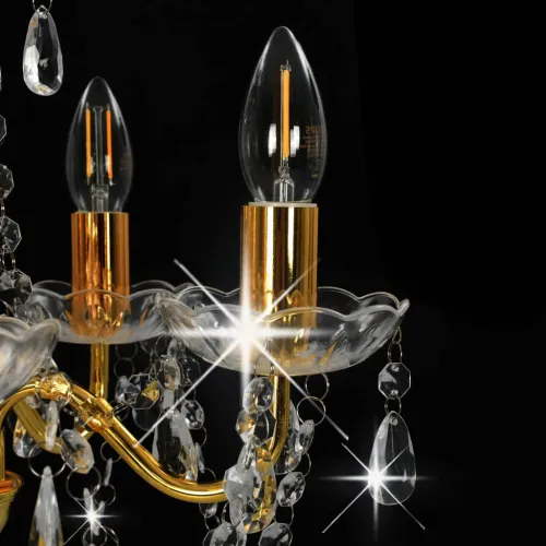 Luster s kristalnim perlama zlatni okrugli 5 x E14 - Zlatno Cijena