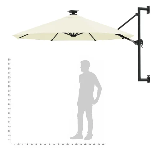 Zidni vrtni suncobran s LED svjetlima 300 cm boja pijeska - Pijesak Cijena