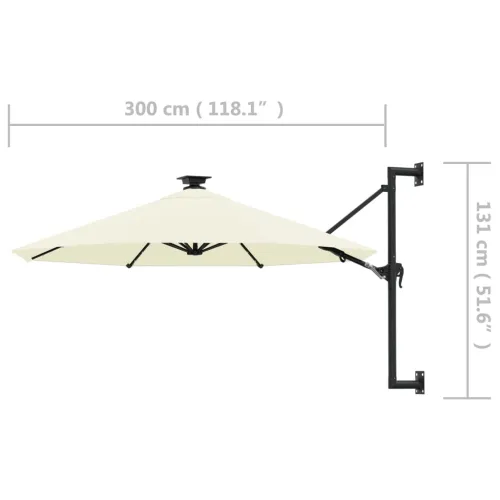 Zidni vrtni suncobran s LED svjetlima 300 cm boja pijeska - Pijesak Cijena