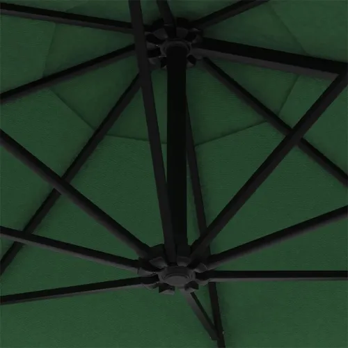 Zidni vrtni suncobran s LED svjetlima 300 cm zeleni - Zelena Cijena