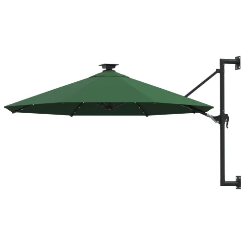 Zidni vrtni suncobran s LED svjetlima 300 cm zeleni - Zelena Cijena