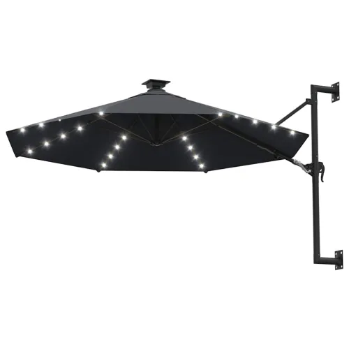 Zidni vrtni suncobran s LED svjetlima 300 cm antracit - Antracit 1 Antracit Cijena