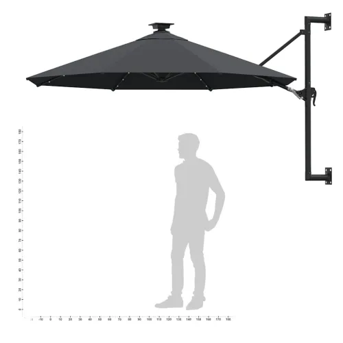 Zidni vrtni suncobran s LED svjetlima 300 cm antracit - Antracit Cijena