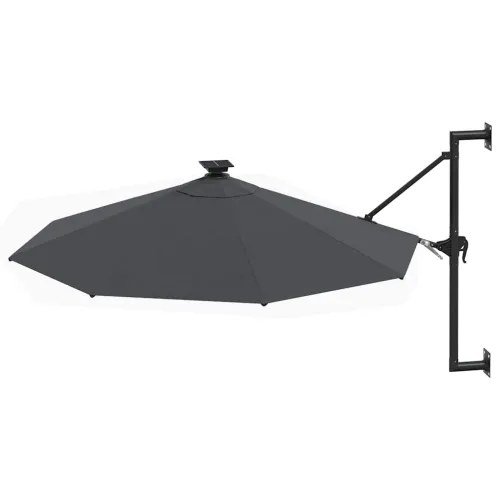 Zidni vrtni suncobran s LED svjetlima 300 cm antracit - Antracit Cijena