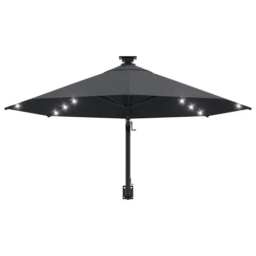 Zidni vrtni suncobran s LED svjetlima 300 cm antracit - Antracit Cijena