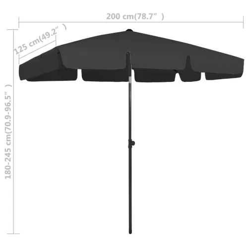 Suncobran za plažu crni 200 x 125 cm - Crna 200 x 125 cm Cijena
