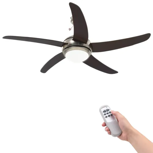 Ukrasni stropni ventilator sa svjetlom 128 cm smeđi - Smeđa 128 cm s 5 lopatica Smeđa Cijena