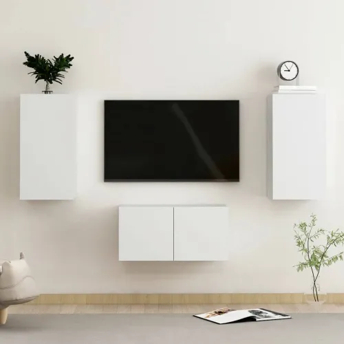 3-dijelni set TV ormarića bijeli od konstruiranog drva - Bijela 3 60 cm Bijela Cijena