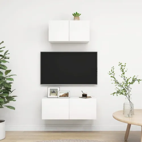 2-dijelni set TV ormarića bijeli od konstruiranog drva - Bijela 1 60/80 cm Bijela Cijena