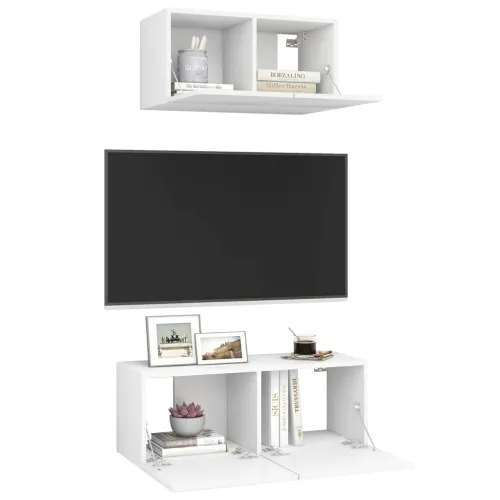2-dijelni set TV ormarića bijeli od konstruiranog drva - Bijela 1 60/80 cm Bijela Cijena