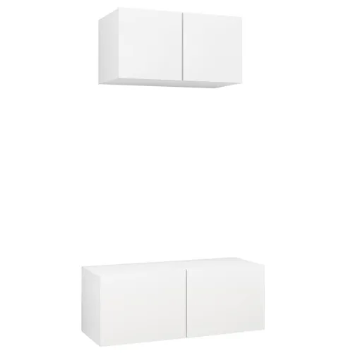 2-dijelni set TV ormarića bijeli od konstruiranog drva - Bijela 1 60/80 cm Bijela Cijena