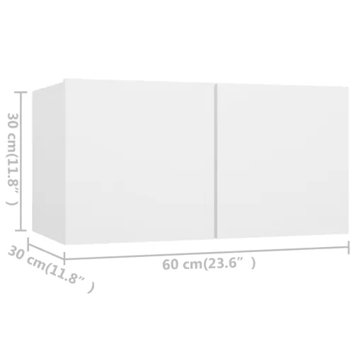 2-dijelni set TV ormarića bijeli od konstruiranog drva - Bijela 1 60/80 cm Bijela Cijena