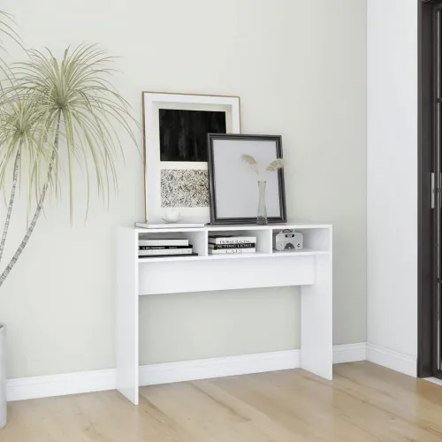 Konzolni stol bijeli 105 x 30 x 80 cm od konstruiranog drva - Bijela 1 105 cm Bijela Cijena