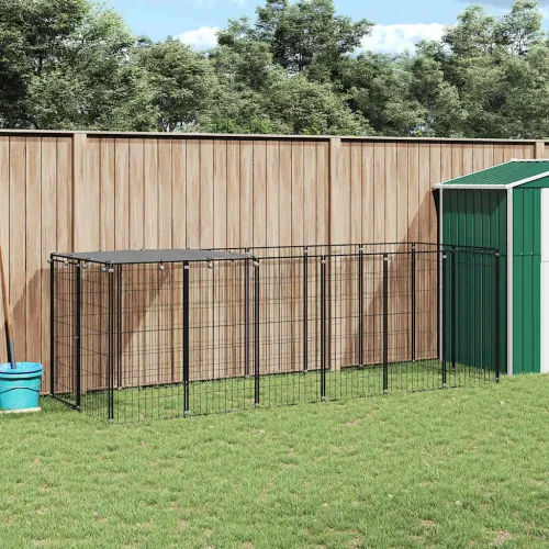 Kavez za pse crni 330 x 110 x 110 cm čelični - Crna 330 x 110 x 110 cm 1 Crna Cijena
