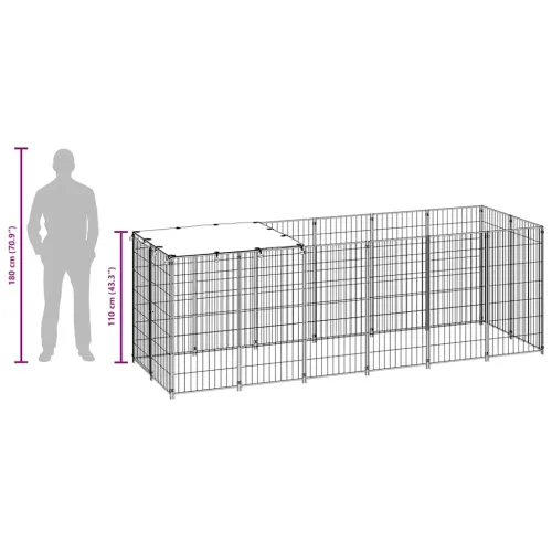 Kavez za pse crni 330 x 110 x 110 cm čelični - Crna 330 x 110 x 110 cm Cijena