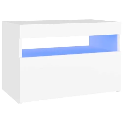 Noćni ormarić LED svjetla visoki sjaj bijeli 60x35x40 cm drvo - Bijela 1 Cijena
