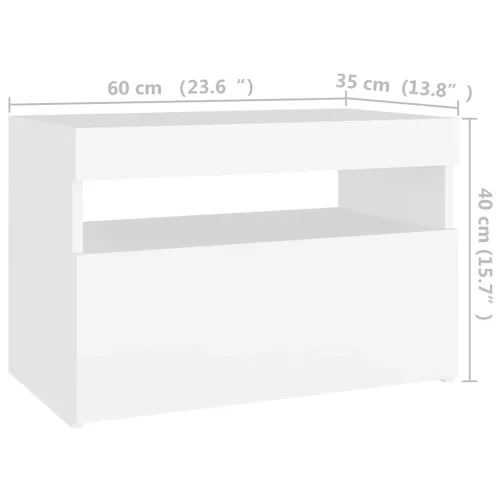Noćni ormarić LED svjetla visoki sjaj bijeli 60x35x40 cm drvo - Bijela 1 Cijena