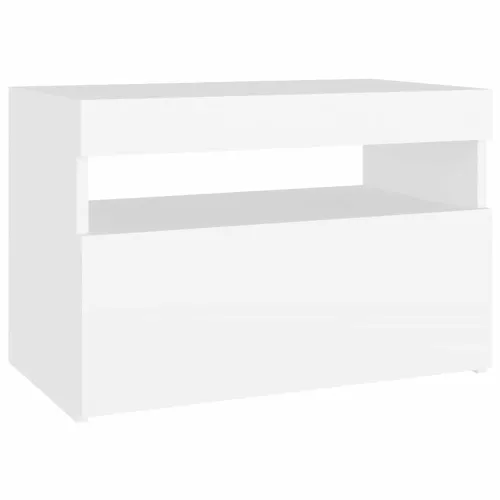 Noćni ormarić LED svjetla visoki sjaj bijeli 60x35x40 cm drvo - Bijela 1 Cijena