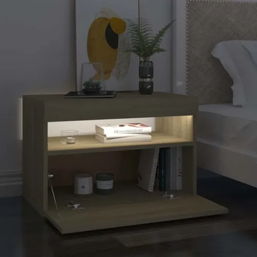 Noćni ormarić LED boja hrasta sonome 60 x 35 x 40 cm drveni - Sonoma hrast 1 Cijena
