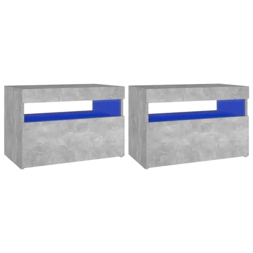 Noćni ormarić LED 2 kom siva boja betona 60x35x40 cm od iverice - Beton siva 2 Cijena