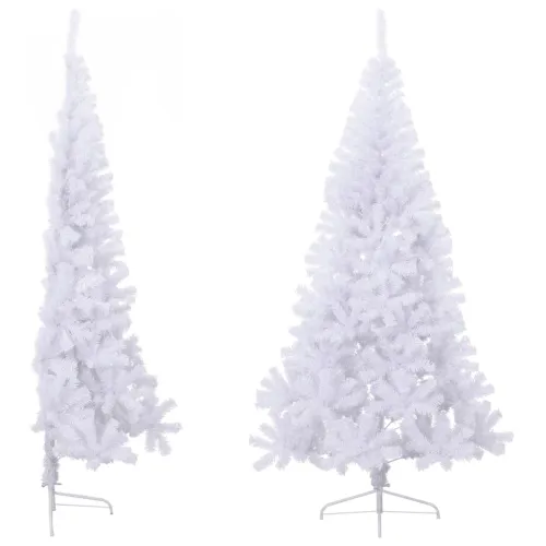 Umjetna polovica božićnog drvca sa stalkom bijela 240 cm PVC - Bijela 240 cm Cijena
