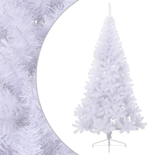 Umjetna polovica božićnog drvca sa stalkom bijela 240 cm PVC - Bijela 240 cm Cijena