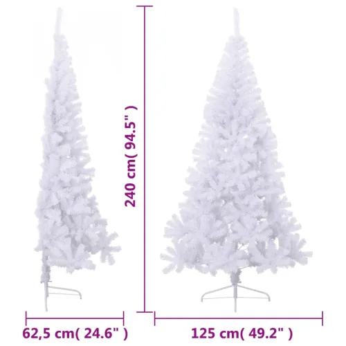 Umjetna polovica božićnog drvca sa stalkom bijela 240 cm PVC - Bijela 240 cm Cijena