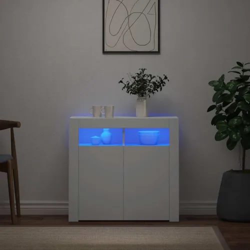 Komoda s LED svjetlima bijela 80 x 35 x 75 cm - Bijela 80 x 35 x 75 cm Cijena