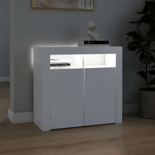 Komoda s LED svjetlima bijela 80 x 35 x 75 cm - Bijela 80 x 35 x 75 cm Cijena
