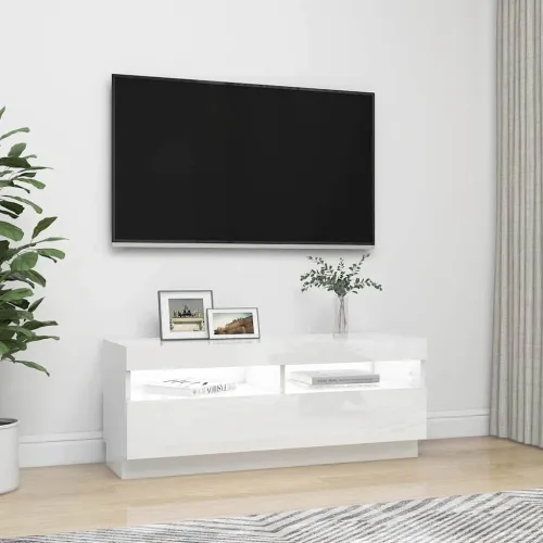 TV ormarić s LED svjetlima visoki sjaj bijeli 100 x 35 x 40 cm - Visoko sjajno bijela 1 100 cm Visoko sjajno bijela Cijena