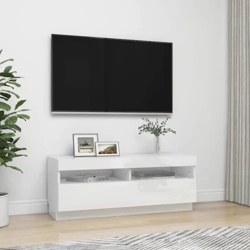 TV ormarić s LED svjetlima visoki sjaj bijeli 100 x 35 x 40 cm - Visoko sjajno bijela 1 100 cm Visoko sjajno bijela Cijena