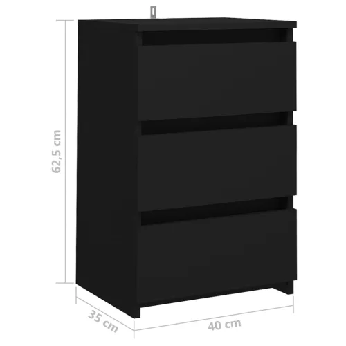 Noćni ormarić crni 40 x 35 x 62,5 cm od konstruiranog drva - Crna 1 Crna 1 Cijena