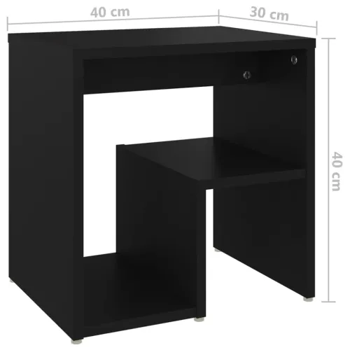 Noćni ormarić crni 40 x 30 x 40 cm od konstruiranog drva - Crna 1 Crna 1 Cijena