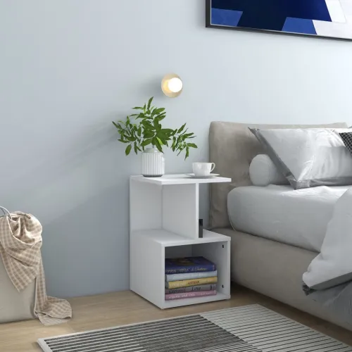Noćni ormarić bijeli 35 x 35 x 55 cm od konstruiranog drva - Bijela 1 Bijela 1 Cijena