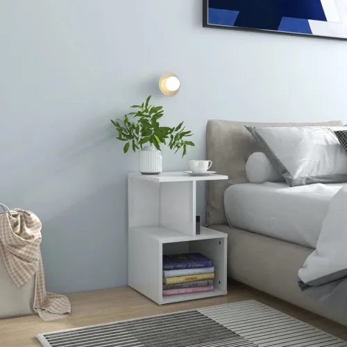 Noćni ormarić visoki sjaj bijeli 35x35x55 cm konstruirano drvo - Visoko sjajno bijela 1 Visoko sjajno bijela 1 Cijena