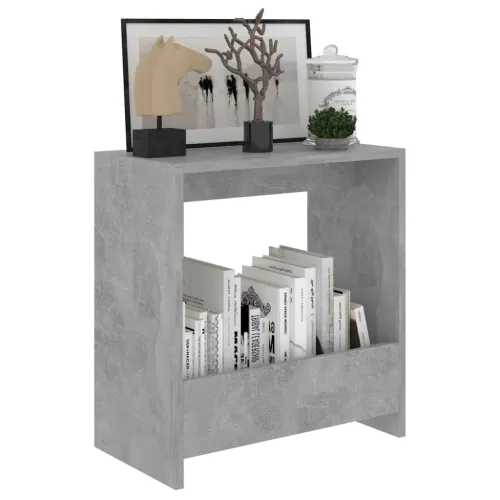 Bočni stolić siva boja betona 50 x 26 x 50 cm konstruirano drvo - Beton siva Cijena