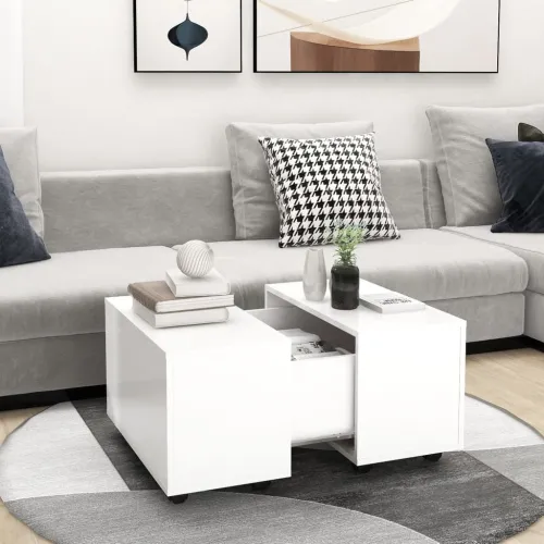 Stolić za kavu bijeli 60 x 60 x 38 cm od konstruiranog drva - Bijela 1 Cijena