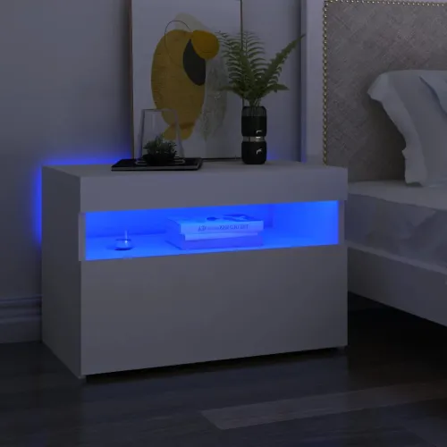 Noćni ormarić LED visoki sjaj bijeli 2 kom 60 x 35 x 40 cm drvo - Bijela 2 Bijela 2 Cijena