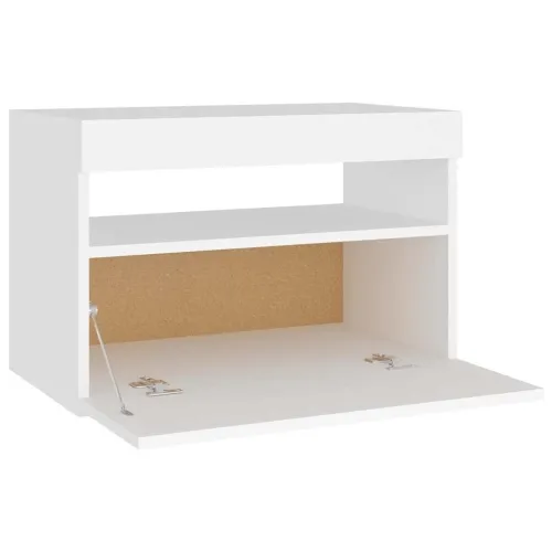 Noćni ormarić LED visoki sjaj bijeli 2 kom 60 x 35 x 40 cm drvo - Bijela 2 Cijena