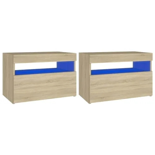 Noćni ormarić s LED svjetlima 2 kom boja hrasta 60 x 35 x 40 cm - Sonoma hrast 2 Cijena