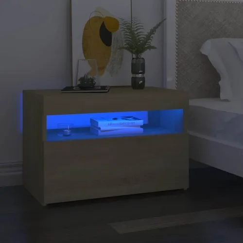 Noćni ormarić s LED svjetlima 2 kom boja hrasta 60 x 35 x 40 cm - Sonoma hrast 2 Cijena