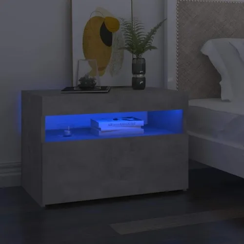 Noćni ormarić s LED svjetlima siva boja betona 60 x 35 x 40 cm - Beton siva 1 Cijena