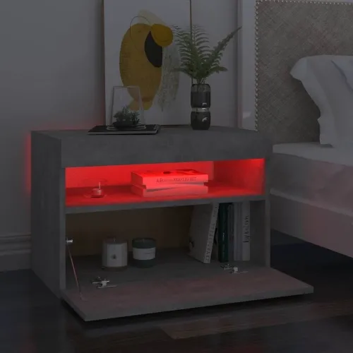 Noćni ormarić s LED svjetlima siva boja betona 60 x 35 x 40 cm - Beton siva 1 Cijena